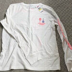 Vineyard Vines White Long-Sleeve Pocket Tee Tennis Logo Medium NWT